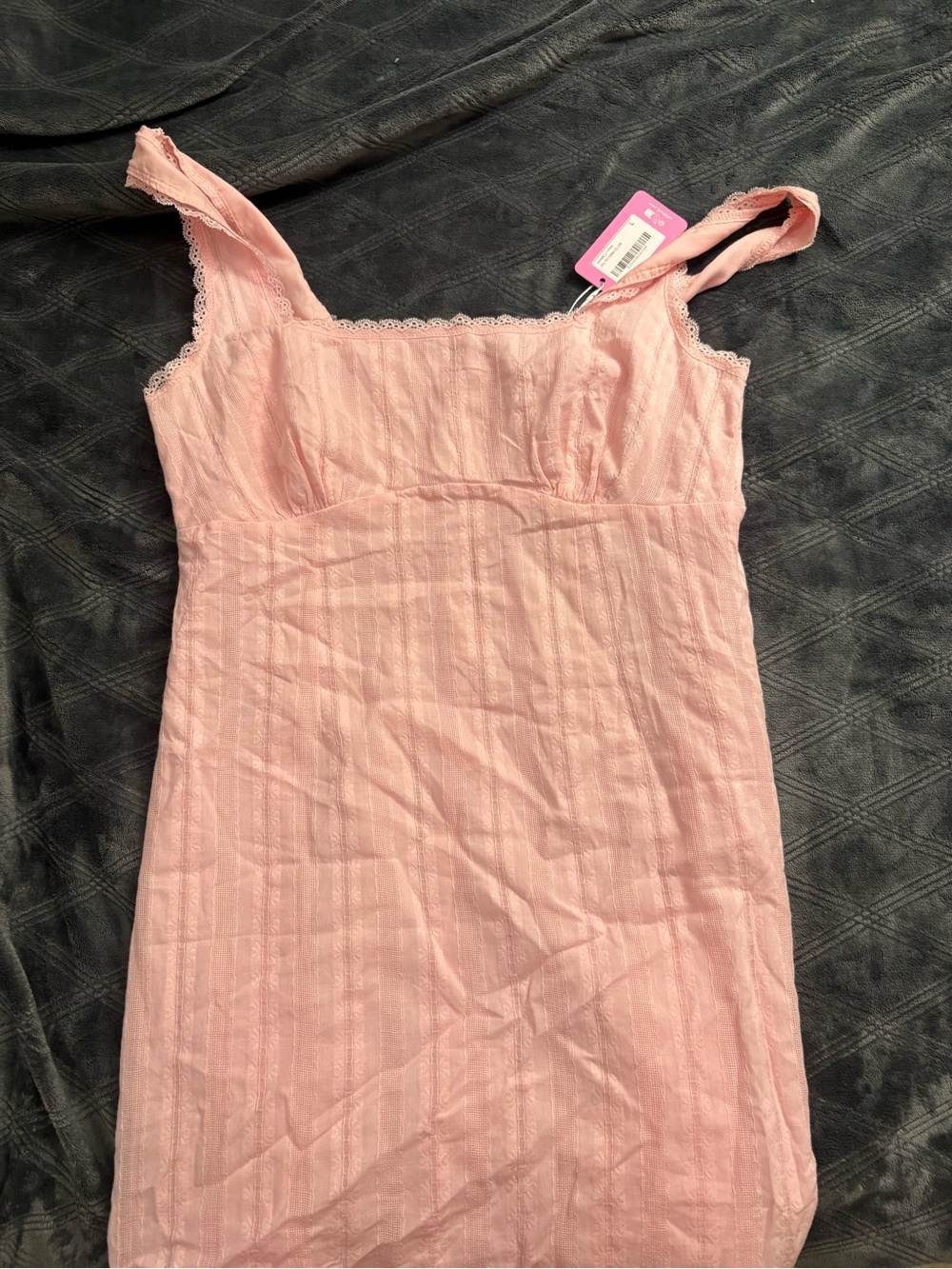 Edikted Light Pink Lace-Trim Slip Dress